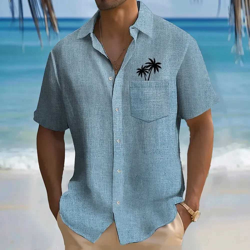 2025 Mens Palm Leaf Tropical Plants Summer Hawaiian Shirt Button Shirt Short Sleeve Hawaiian Resort Hotel X250410