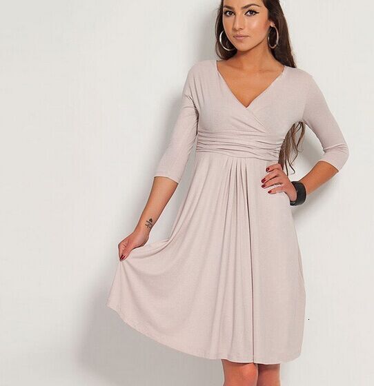 2025 OL Office V-Neck Medium Sleeve Slim Fit Dress Large Women's Wear