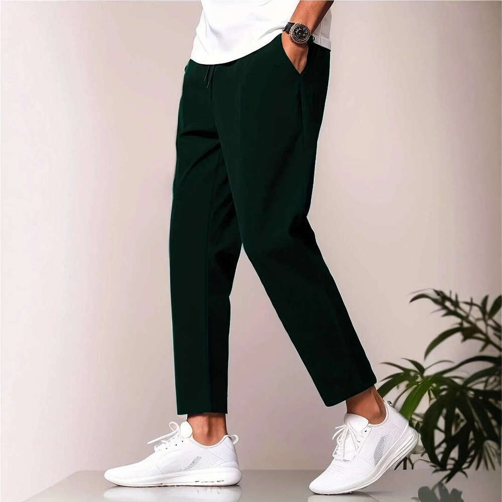 New Casual Jogger Slim Fit Trousers Nine-Point Men's European And American Cross-Border Independent Station Business Slightly Tight Straight-Leg 