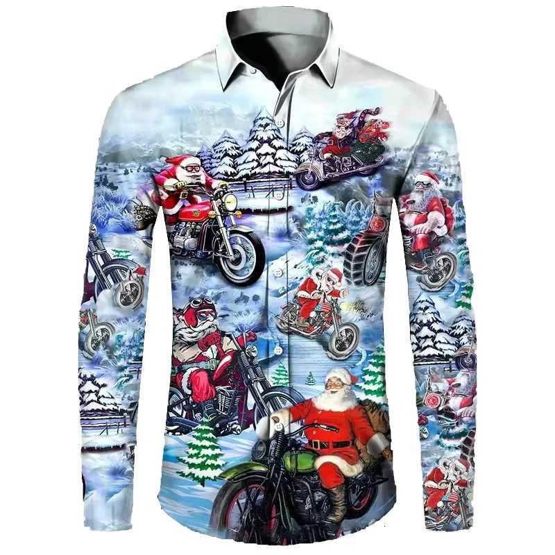 Classic Comfort Collection Mens 3D Santa Print Shirt Long Sleeve Christmas 2025 K251110