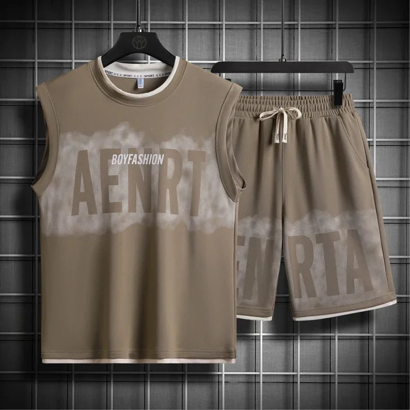 Tracksuit Mens Set Short Sleeves T-Shirt Shorts Sportswear Sporting Suit Oversize Men Clothing Sweatpants Ropa Para Hombre 250407