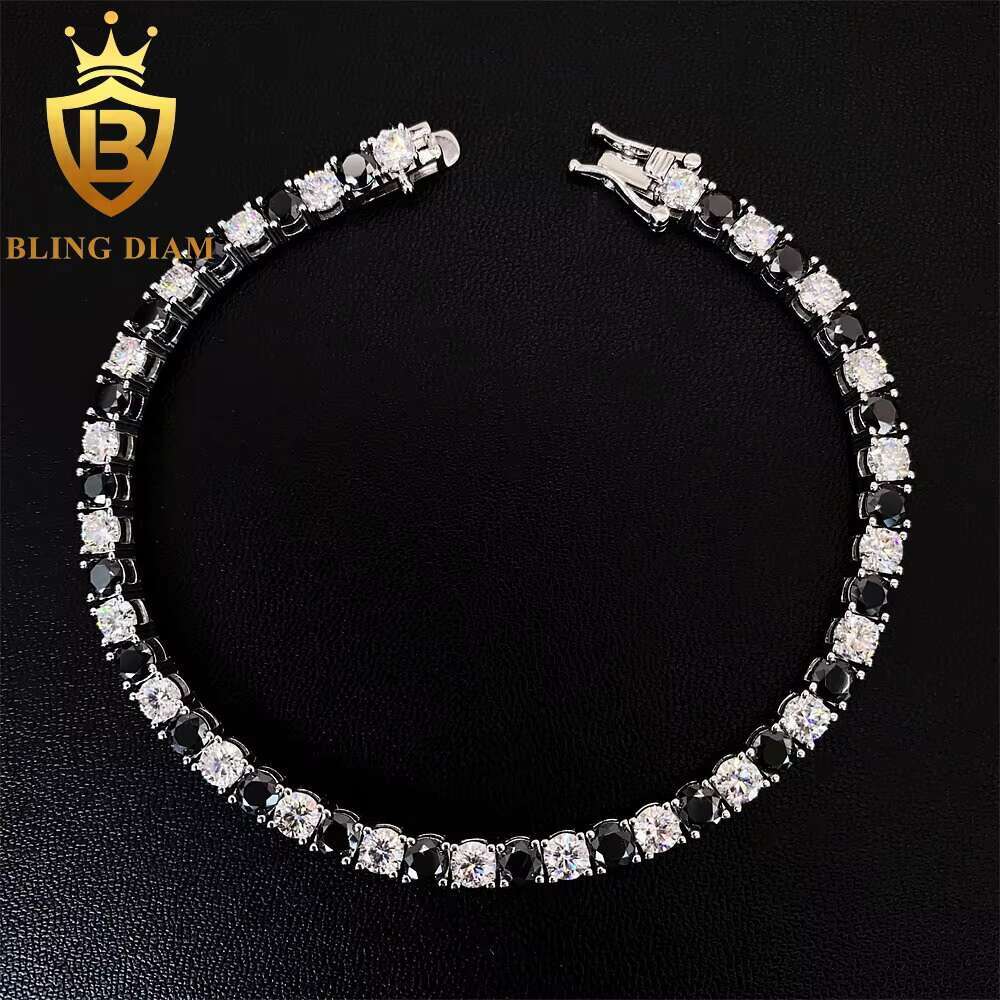 Fashion Bling Rhinestones Jewelry Pass Diamond Tester 4mm 925 Sterling Silver VVS Moissanite Iced Out Bracelet