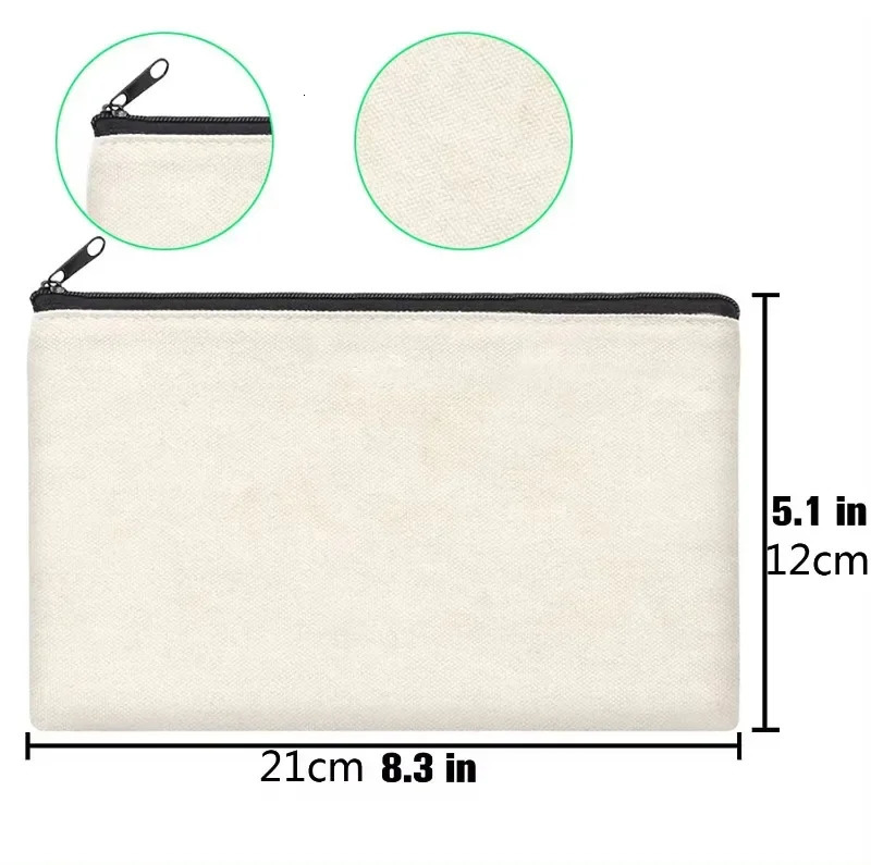DIY Blank Canvas Zipper Pouch Bags School Pencil Bag Case for Craft Makeup Handmade Gift 251110