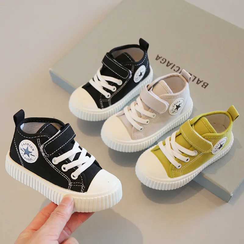 Children Spring Autumn Canvas Shoes High Top Boy Soft Soled Casual Shoes Non Slip Girls Solid Color Breathable Thick Soled ShoesT251110