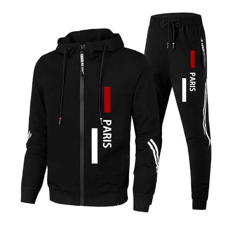 Fashion Mens Tracksuit Printed Casual Zip Jacket Coat Sports Jogging Mens Clothing Autumn Winter Single Piece Hooded Tops Pants W251110
