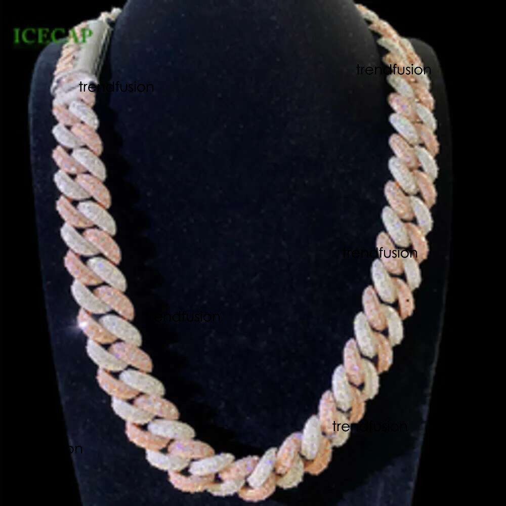 Custom Necklace Sier Vvs Moissanite 2 Tone Round Cut Dia Personality Lock Catch Cuban k Chain for Men