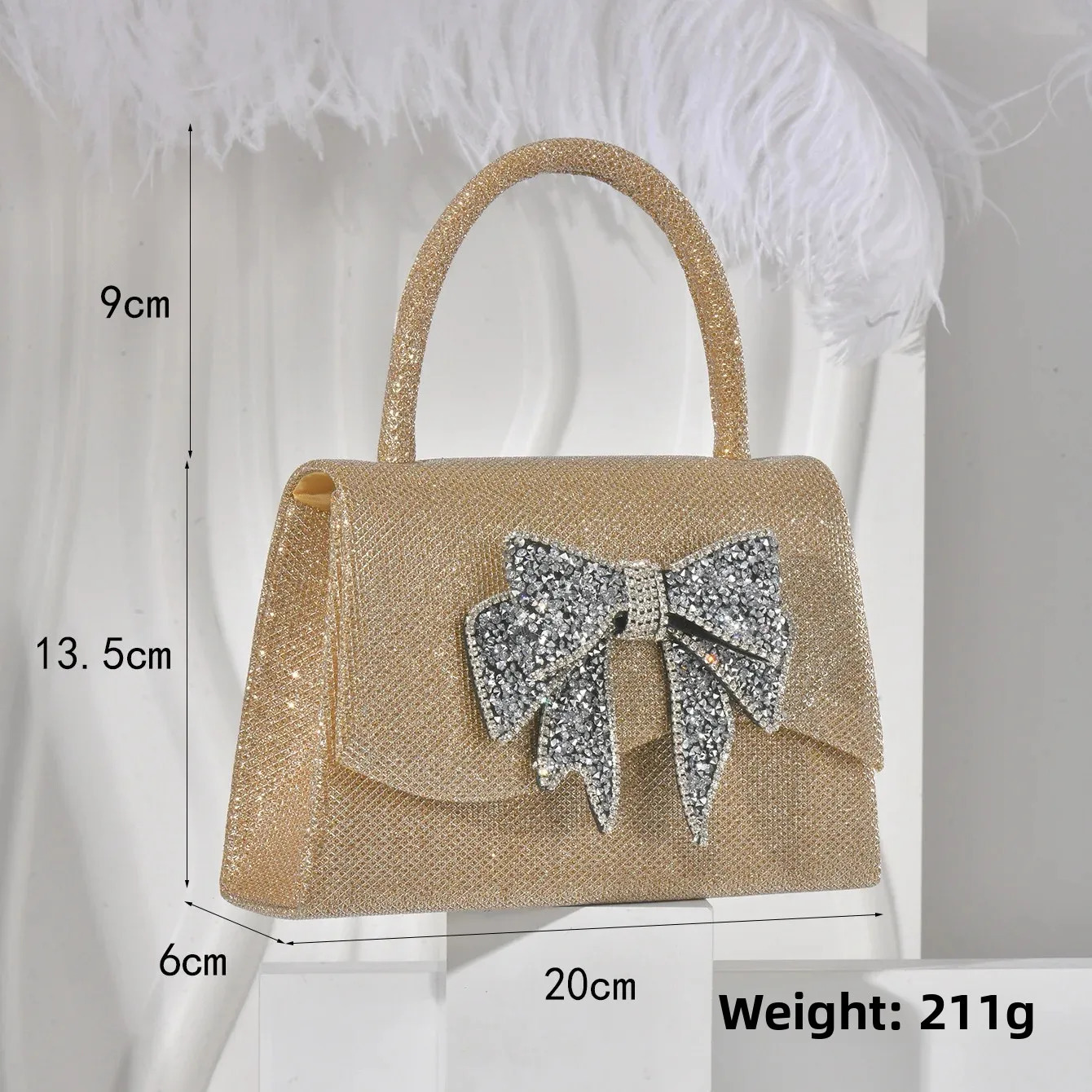 Elegant Butterfly Knot Evening Bag Diamond Embedded Clutch Dress Bag Wedding Reception Handbag Small Square Bag Trendy Cross-Bor R251110