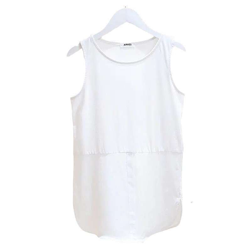 Plus Size Women's Clothing Patchwork Color Block Fake Two-Piece Loose Inner Wear Hem Fat MM Camisole Vest 060