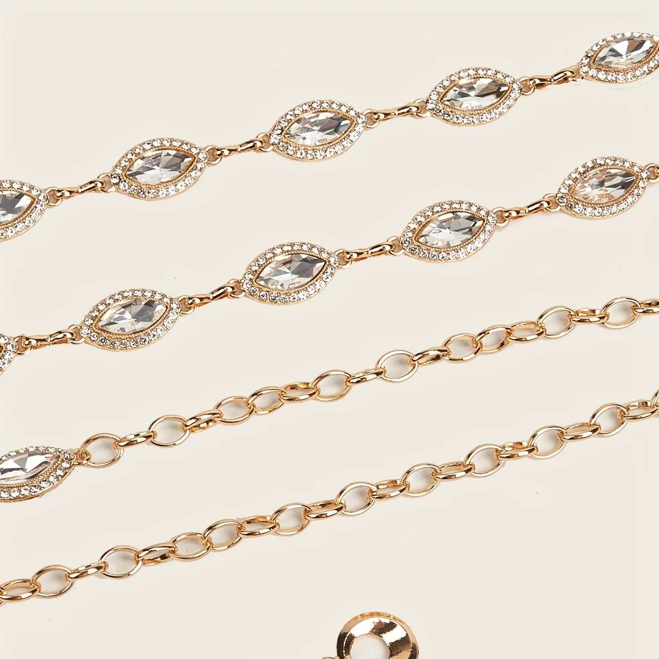 Large gold waist chain crystal rhinestone inlaid Bohemian body chain elegant metal chain dress X250410