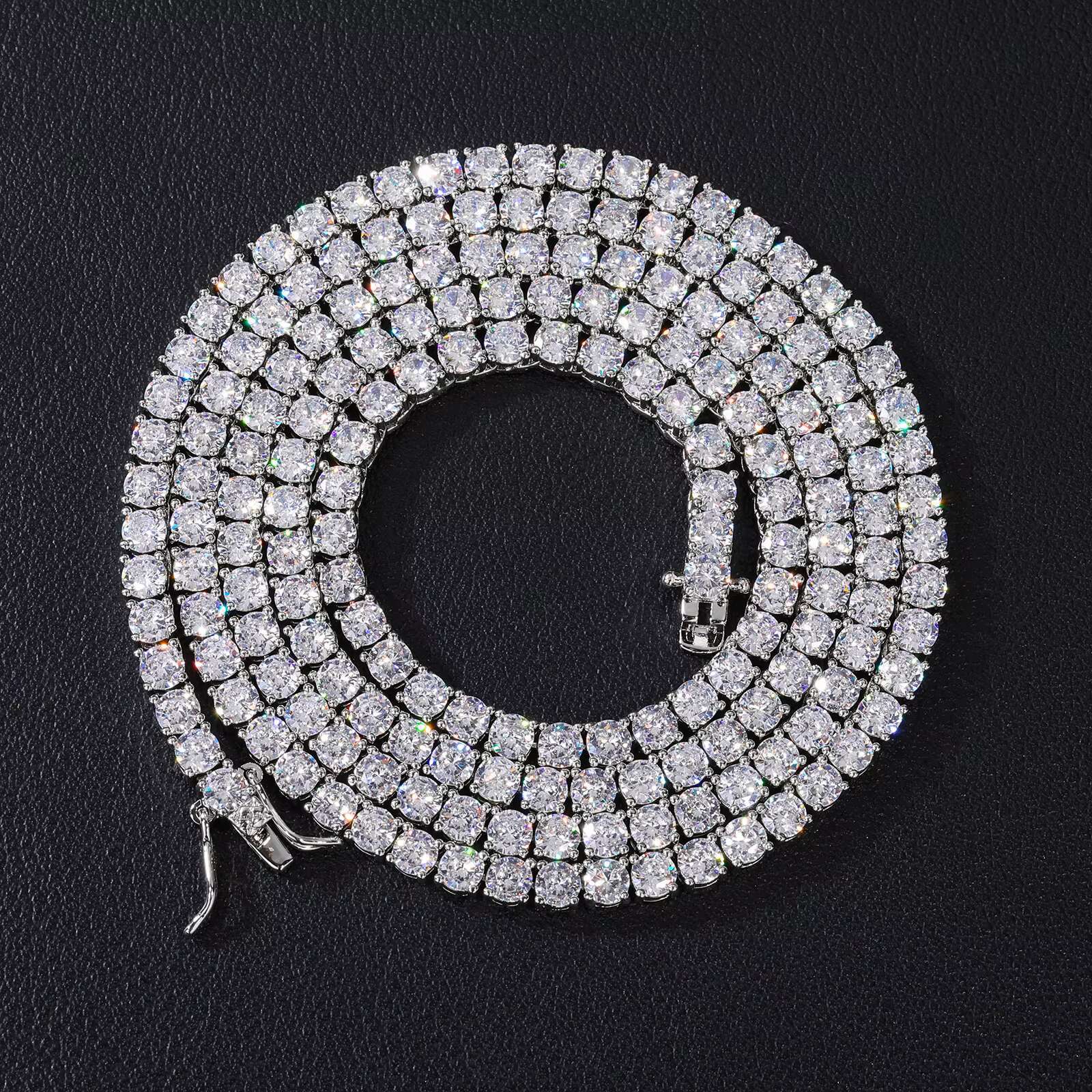 Hip hop accessories fashion chilled gold-plated brass zircon tennis chain CZ men's and women's necklace