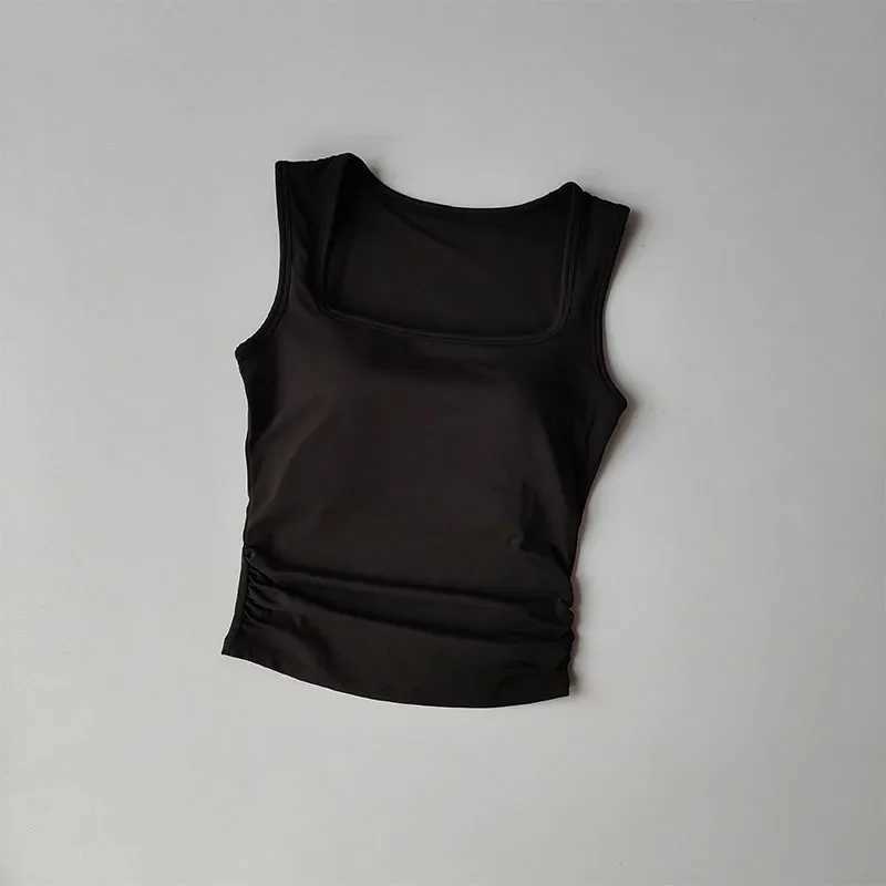 Square collar fixed one-piece sports vest suitable for womens running breast series cross shaped fitness bra Pilates yoga set summerXJ250410