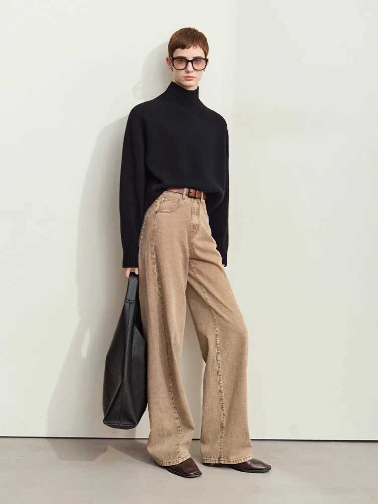 Amii Minimalism Womens Jeans 2024 Autumn New Casual Cotton Denim Pants Retro Trendy Loose Straight Wide-leg Trousers 12443249 C251110