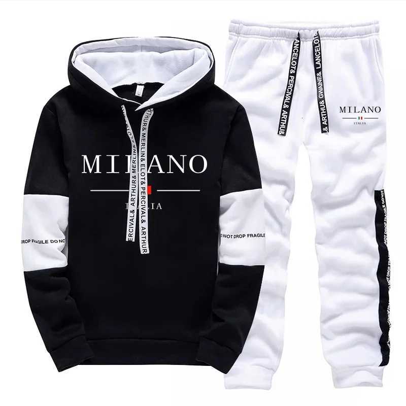 Hot Sales Mens Tracksuit Casual Print Sweatshirts Single Piece Hoodie Pants Sports Jogging Mens Clothing AutumnWinter Sportswear W251110