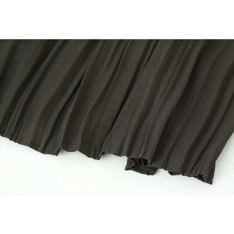 Chic Fashion Splicing Autumn Pleated Long For Women 2025 With Belt Midi Dress Woman Sleeveless Casual Dresses