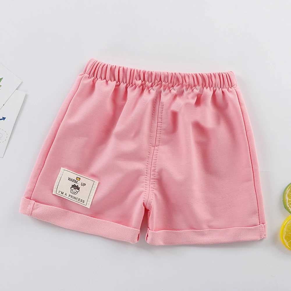 Summer baby shorts and casual pants suitable for girls boys candy color cotton color childrens beach loose casual Trouser childrens clothing Z250410