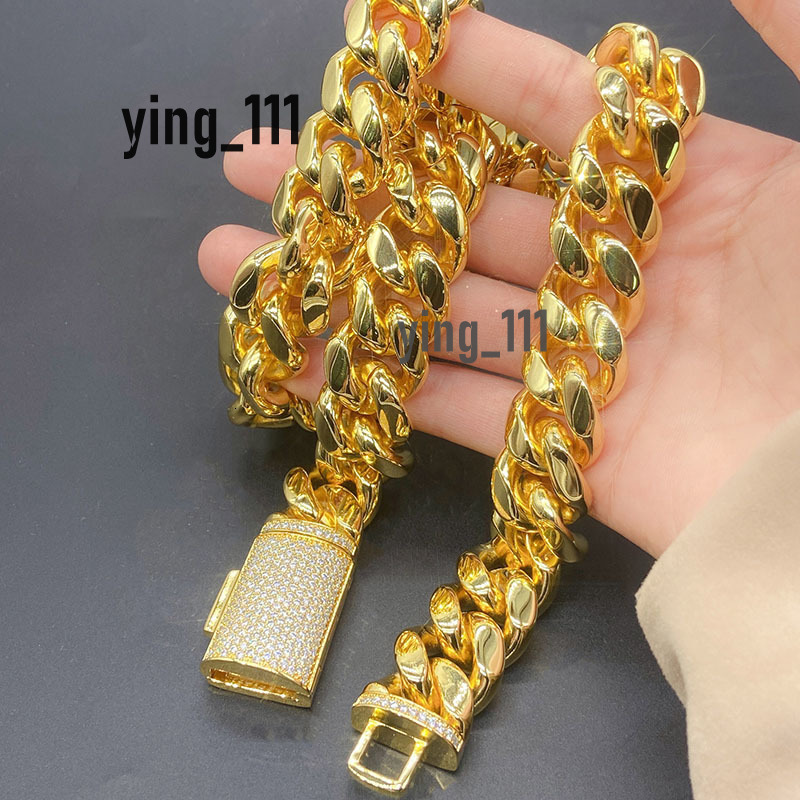 Real Gold Plating Trendy 925 Silver Necklace Moissanite Cuban Link Chain Hip Hop Jewelry Iced Out Cuban Chain
