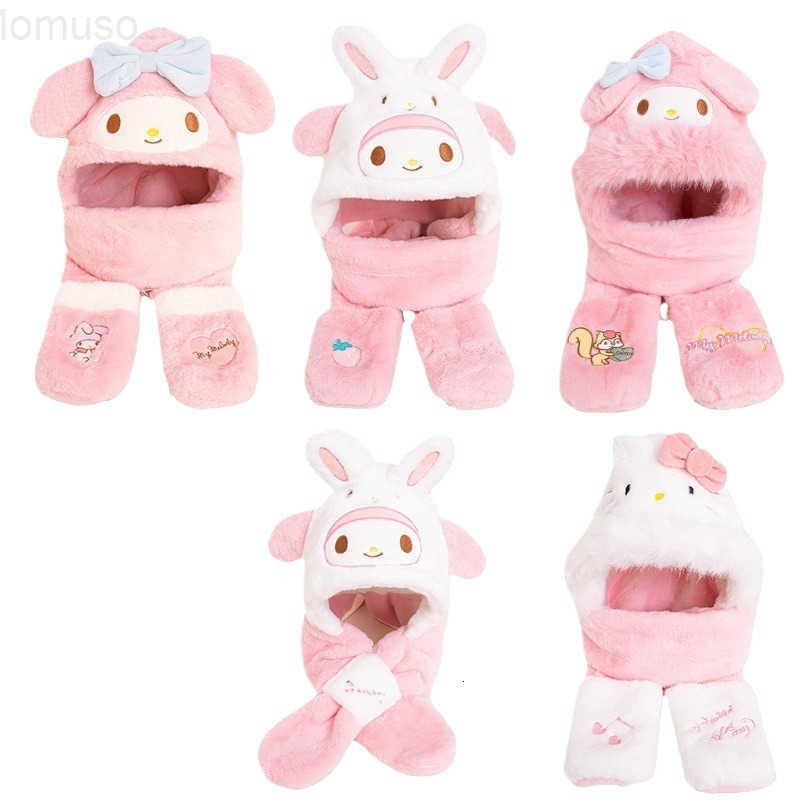 Sanrio Childrens Hat Genuine Winter Cold-Resistant Warm Boys and Girls Baby Thickened Skin-Friendly Scarf Gloves One-Piece Hat H251110