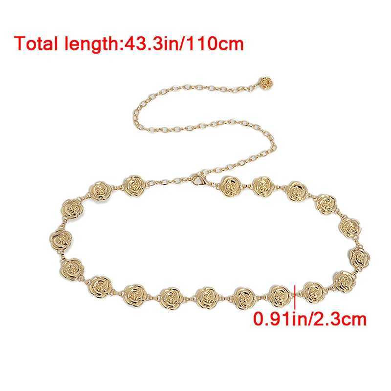 1Pc gold silver rose colored chain strap warm and fashionable metal thin shiny floral strap Fem jeans dress decorative strap X250410