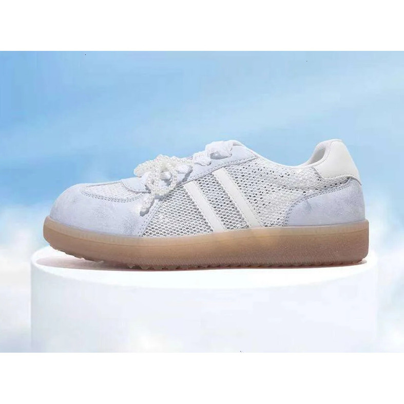 Jifffly Women's Training Shoes 2025 New Fashion Versatile Thick Sole Breathable Lace Mesh White Sneakers