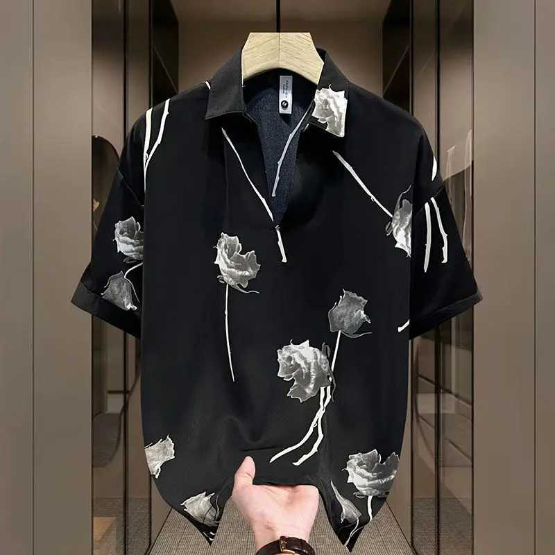 EleGant and fashionable Harajuku slim fit Ropa Hombre loose casual sports full matching T-shirt printed thin short sLeeved shirt X250410