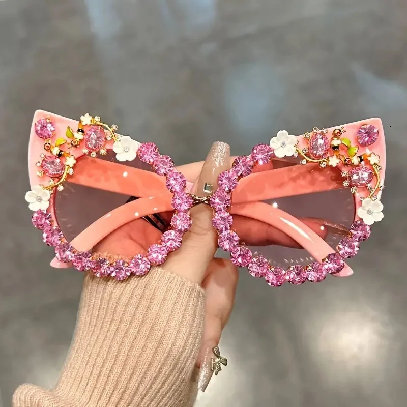 y rhinestone sunglasses cat eye gradient decorative shadow props used for clothing parties dances 250410