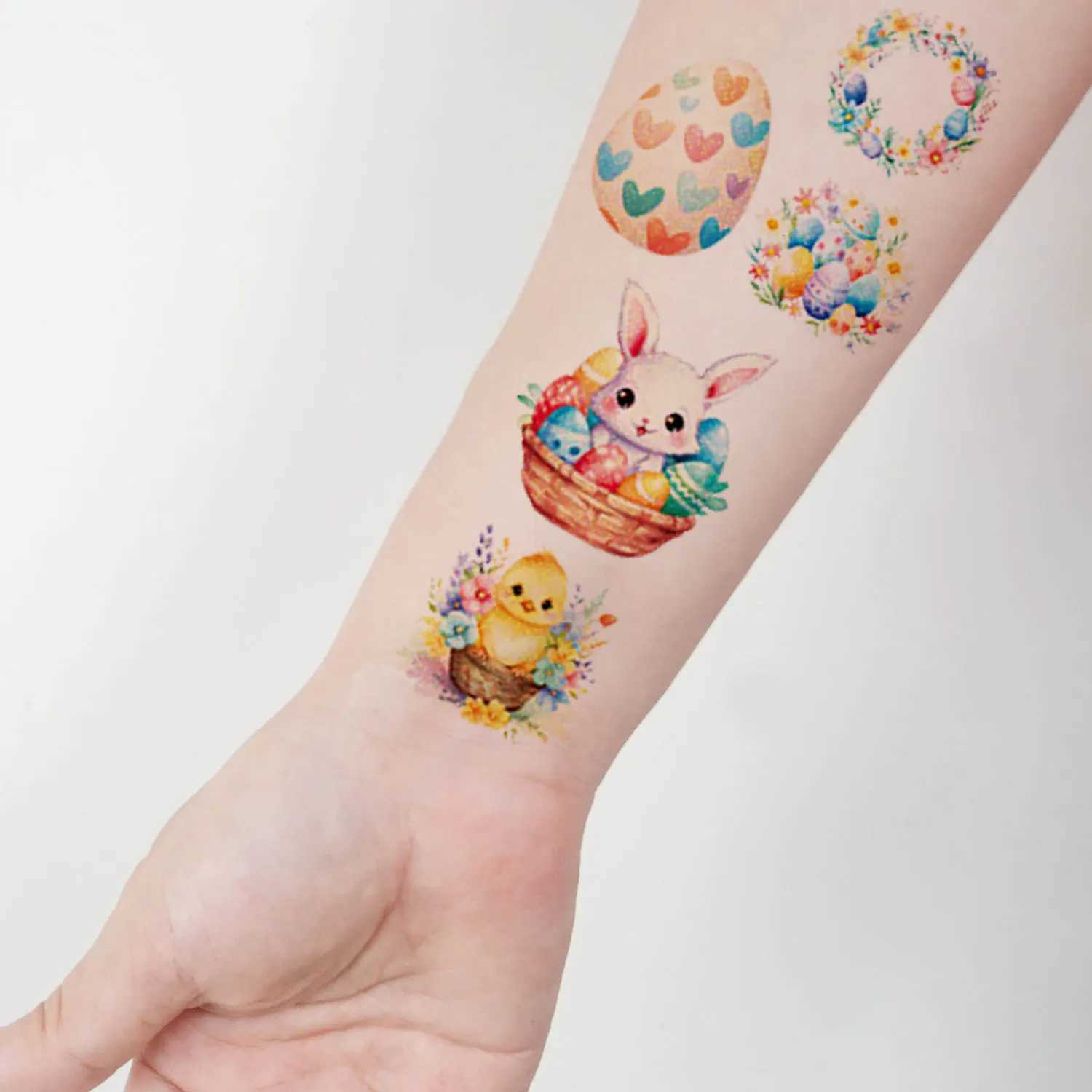 144 cartoon Easter series elements flashing patterns temporary tattoo stickers cute rabbit Easter egg pattern tattoos W250410