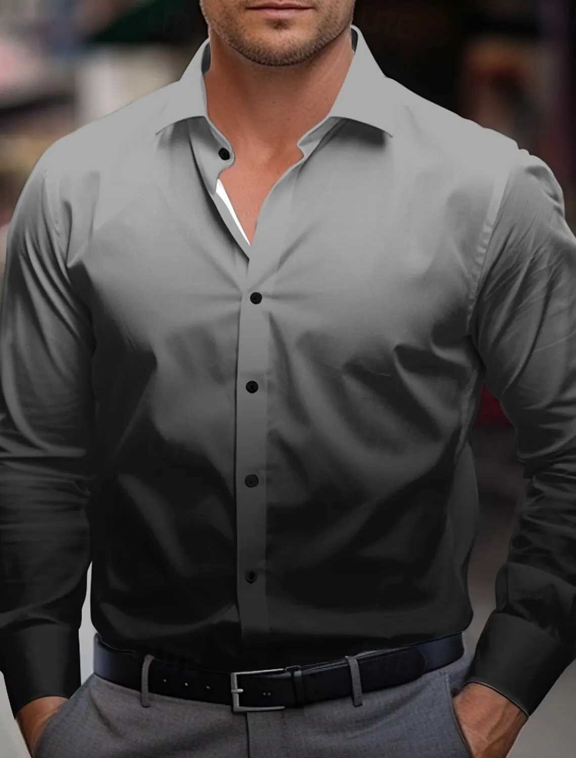 Mens Dress Shirt Button Up Shirt Gradient Business Long Sleeve Shirt Collar Fall Winter Clothing Apparel Button Up shirts K251110