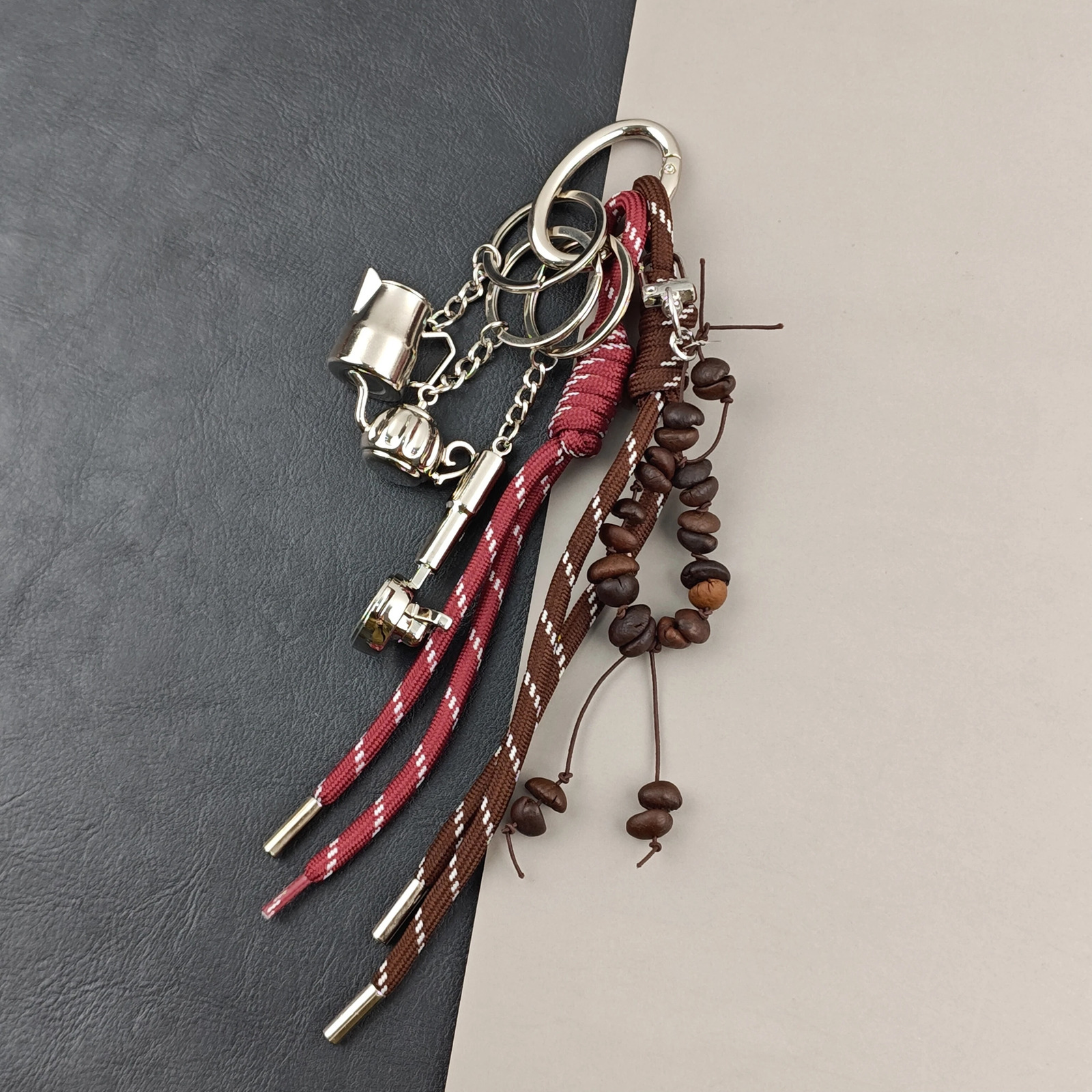 Creative Coffee Theme Bag Pendant Fashion Bag Charm Keychain Coffee Beans Ckewers Accessories Birthday Gift 250409