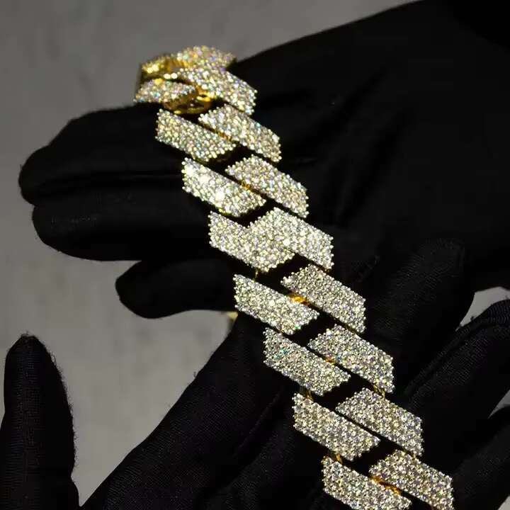 Iced Jewelry Pure Sier 24mm 4-Row Hip Hop Moissanite Cuban Chain