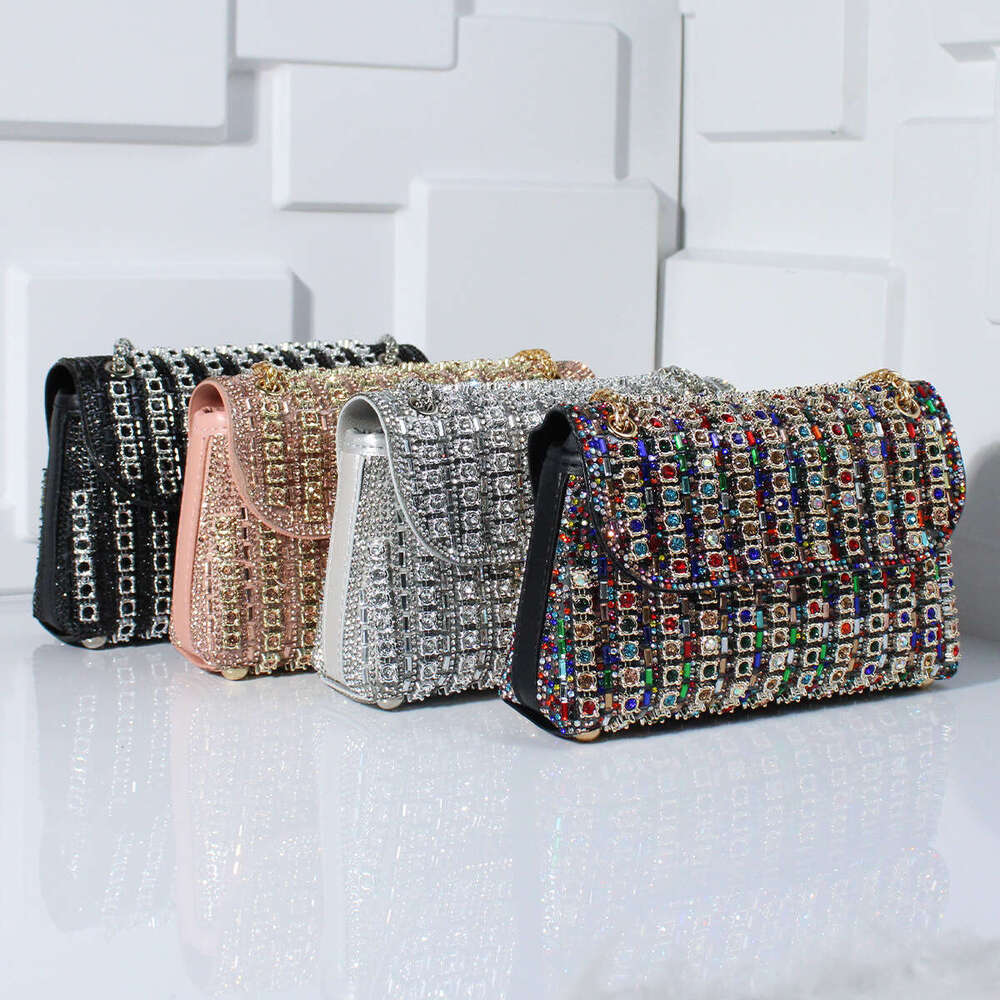 New European American socialite fashion crossbody dinner bag with dia inlaid exquisite and high-end square women's handbag, 2025 temperament vers