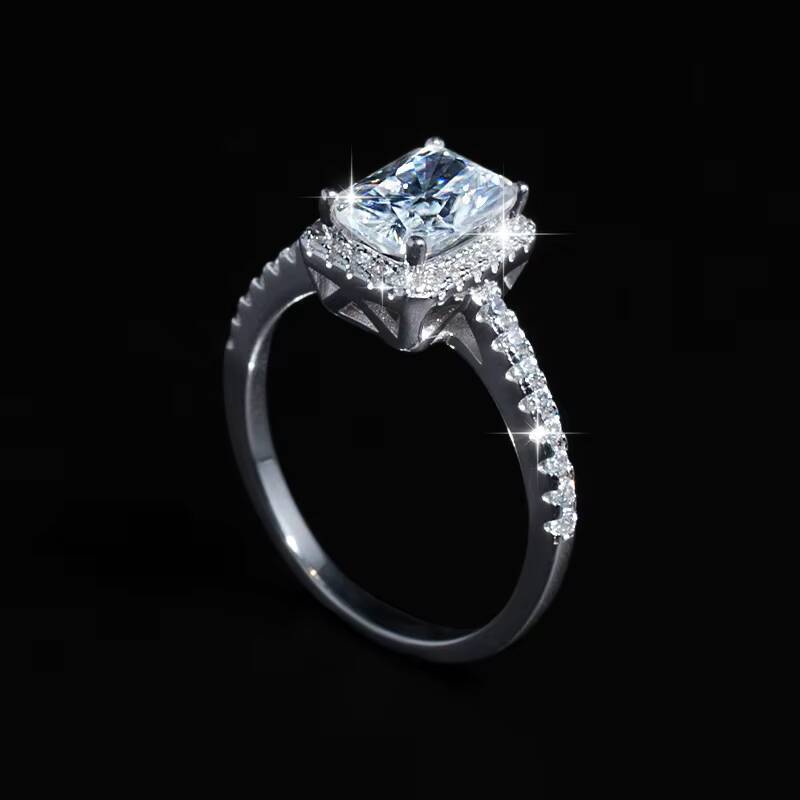 Classic Simple 1CT 2CT Radiant Cut Special Shaped VVS D Color Moissanite S925 Sterling Silver Women Wedding Ring