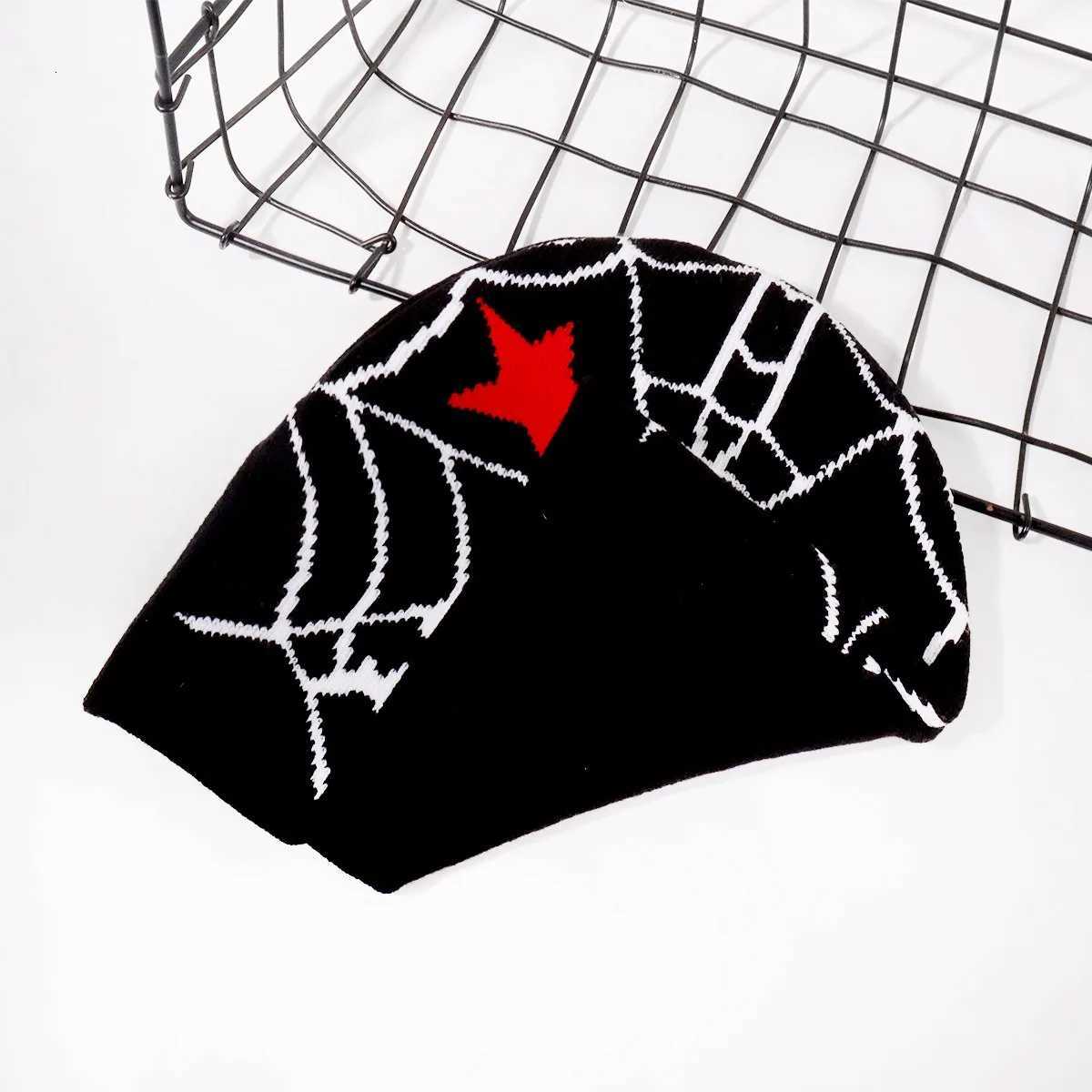 Halloween Spider Web Pattern Knitted Hat Personalized Fashion Trend Mens and Womens Autumn/Winter Warm BeaniesXJ251110