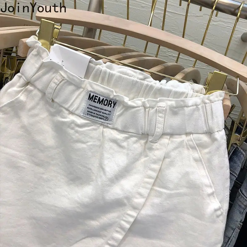 White dress womens high waisted cotton summer Jupe Faldas Mujer De Moda fashionable casual body mini Y2k skiing South Korea Saia 250410