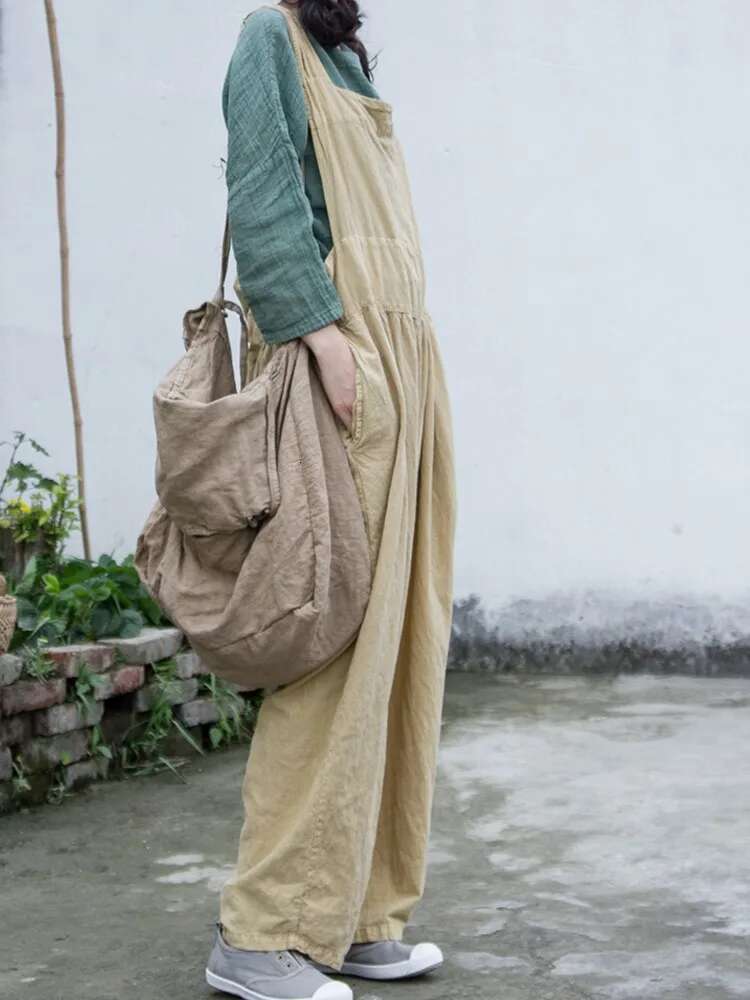 Women Loose Cotton En Ladies Solid Color Vintage Bag 2024