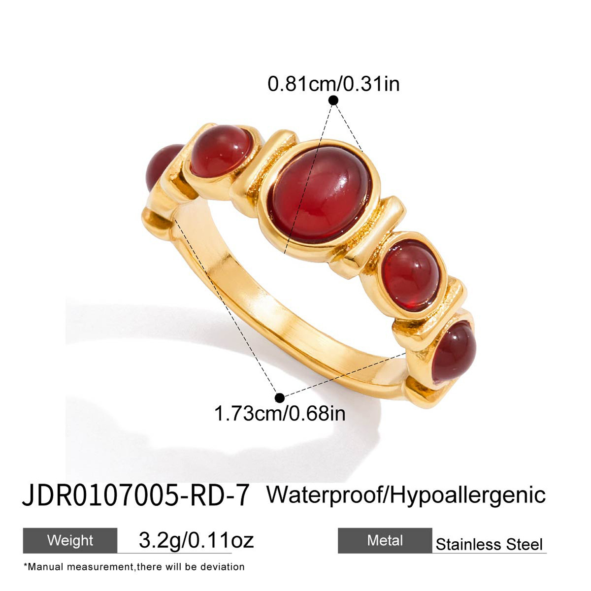 Fashion Ring Jieding Tiger Eye Designer Ring Stone Titanium Steel Ring Non-fading Stainless Steel Agate Jewelry For Women High-end Cross-border Rings