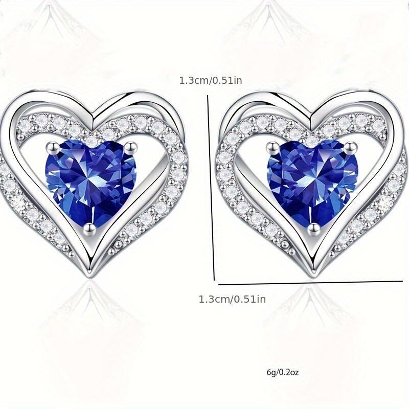 Stud Earrings, Sier Plated Round D Color Vvs1 Clarity Moissanite Women Birthday Gift, Anniversary Gift Women's Heart Shape Earrings TY