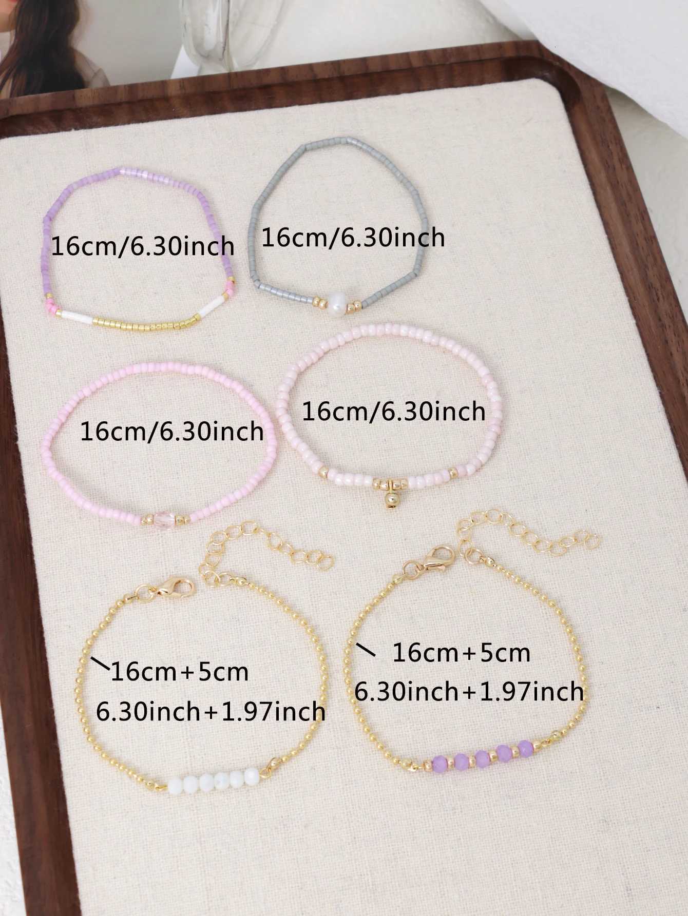 6PCS Bohemian Multi colored Bead Stacked Elastic Bracelet Holiday Party Accessories Friendship GiftsT251110