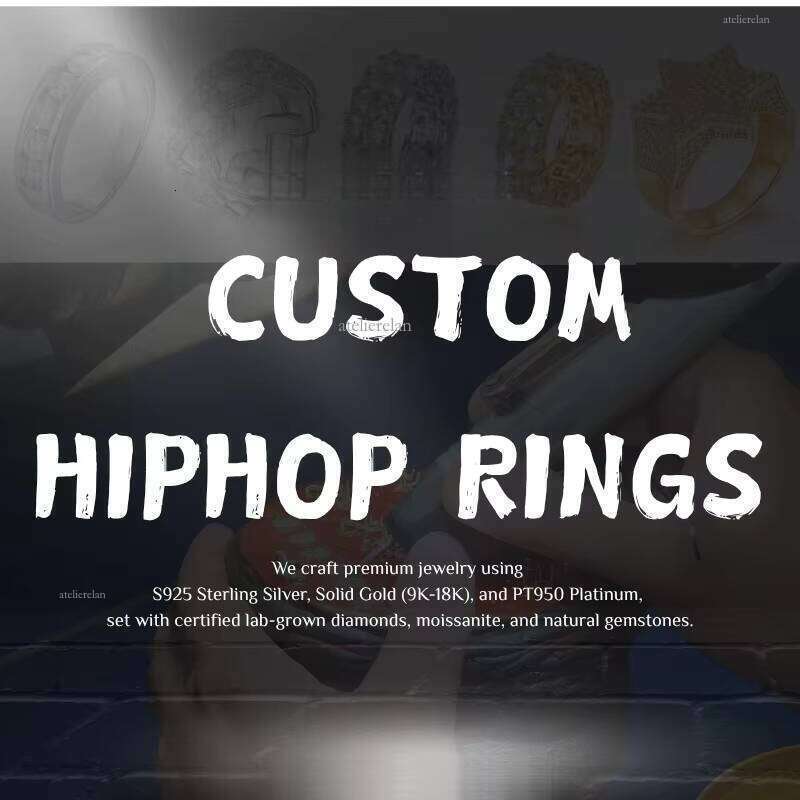 Men's Fashion Custom Made Hip Hop Jewelry 925 Silver VVS GRA Certificate Silicon Stone Ring