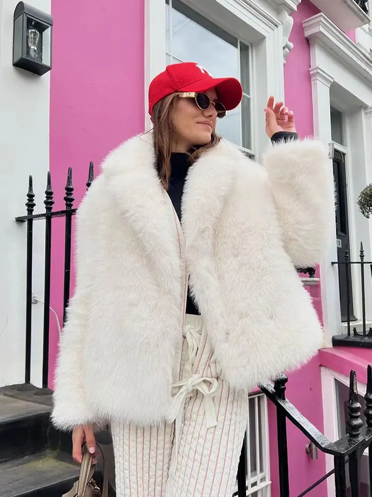 HH Autumn Winter Faux Fur Coat For Women Elegant Solid Button Long Sleeve Jacket Female Fashion Streetwear Warm Outerwear 251110