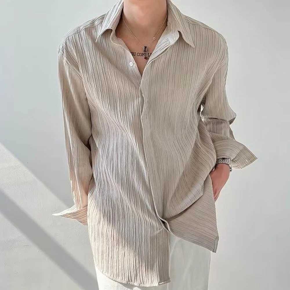 Mens Japanese Vintage Shirts Long Sleeve Suit Collar Casual Drapped Solid Color Button-down Fashion Cardigan Tops 2025 New K251110