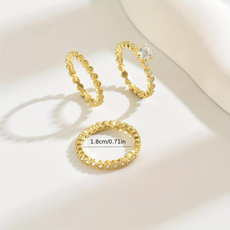 fashion accessories 14K Golden Sparkle Ring Set TY high-quality jewelry