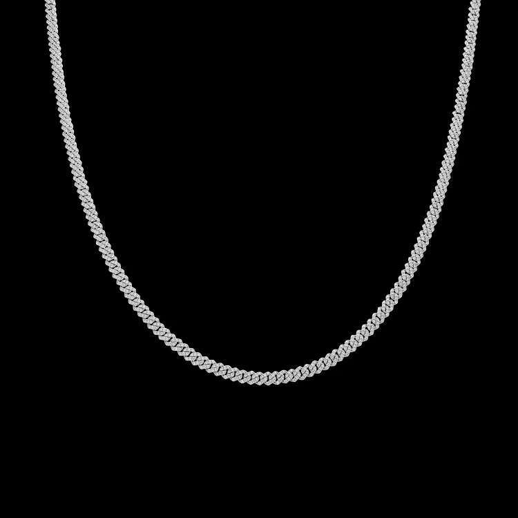 High quality gold-plated pure sier Cuban chain for both men women, 6mm zircon hip-hop necklace, fashionable and unique style