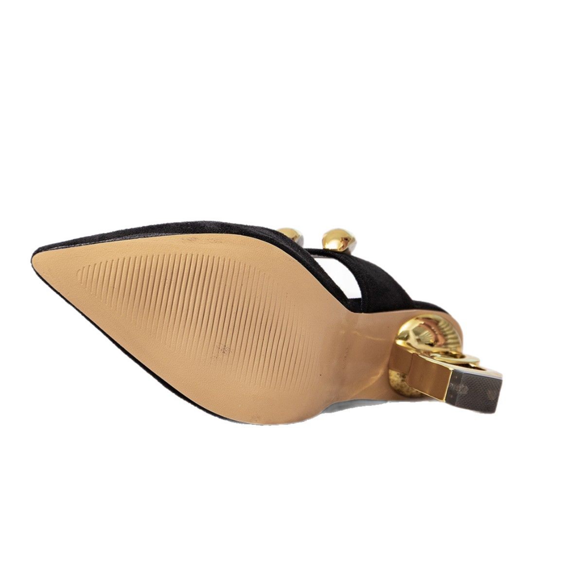 free Shipping Alien sandals High heeled slippers Golden buckle decoration Rear empty sandals Black high-heeled sandals Wearing women outside