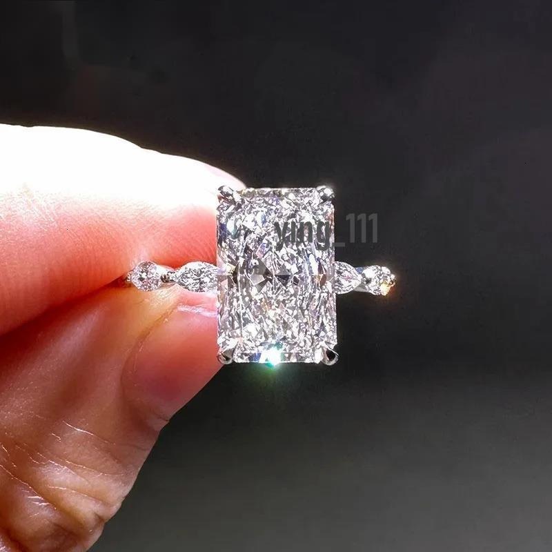 1 2 3 4 5 6 Carat Au375 9K White Gold Ring Radiant shape DVVS1 moissanite Diamonds Women Wedding Party Engagement Ring Classic