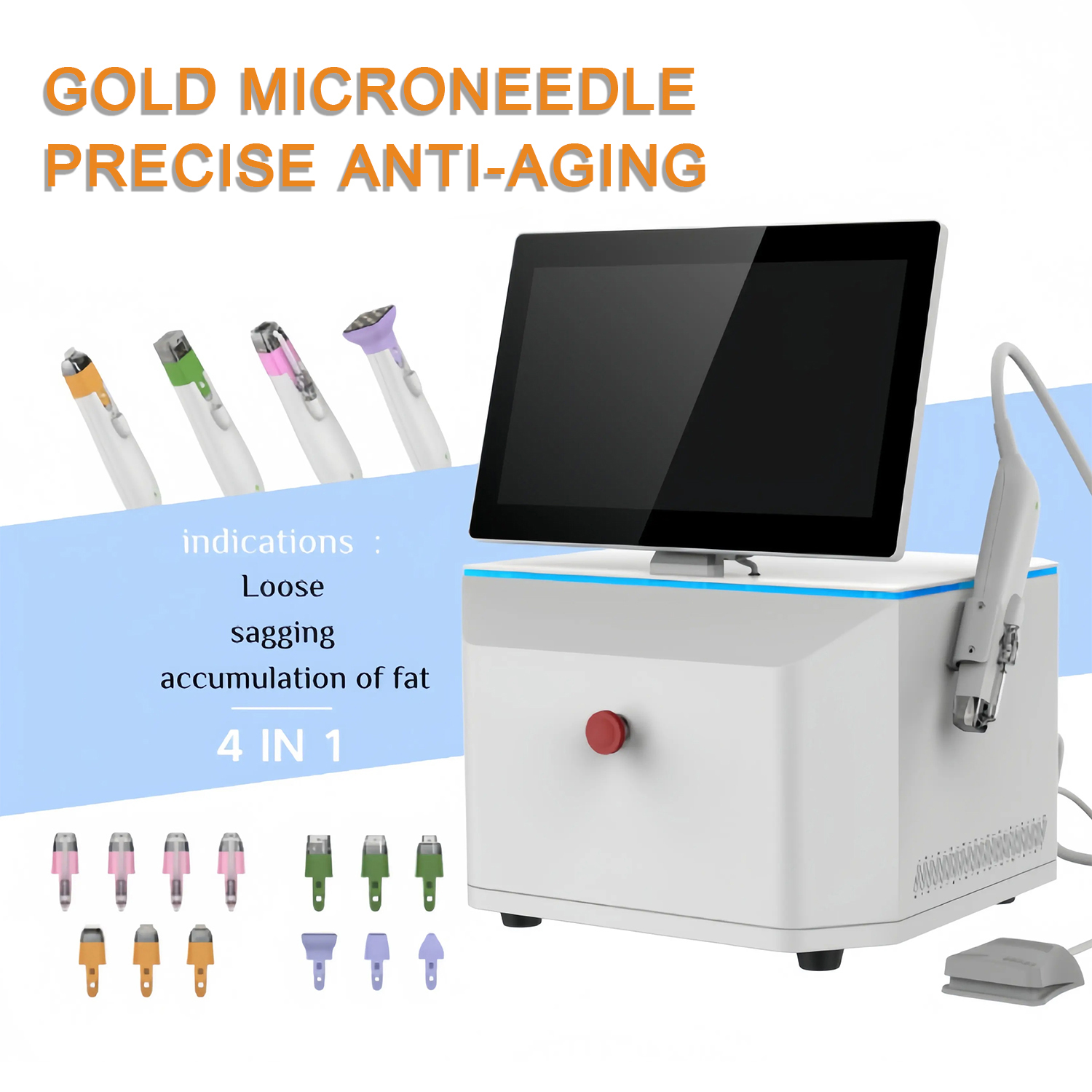 Vertical Gold RF Microneedling Skin Tightening Beauty Device Rf Microneedle Acne Treatment Skin Rejuvenation Smooth Wrinkles Machine