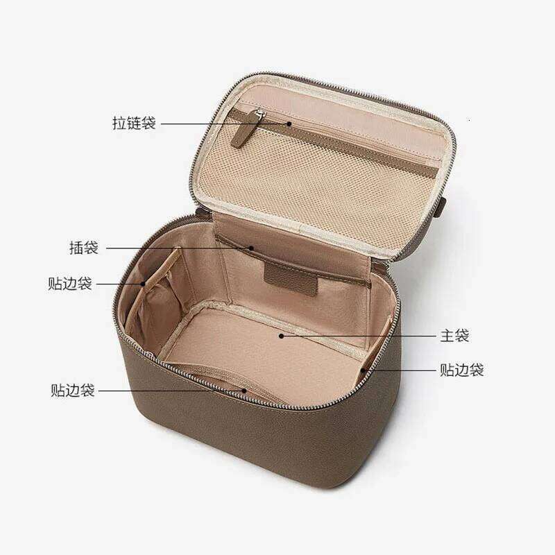 Genuine Leather Bag Large Capacity Multi Compartment Travel Toiletry Organizer Portable Storage Pouch Makeup Organizer St251110