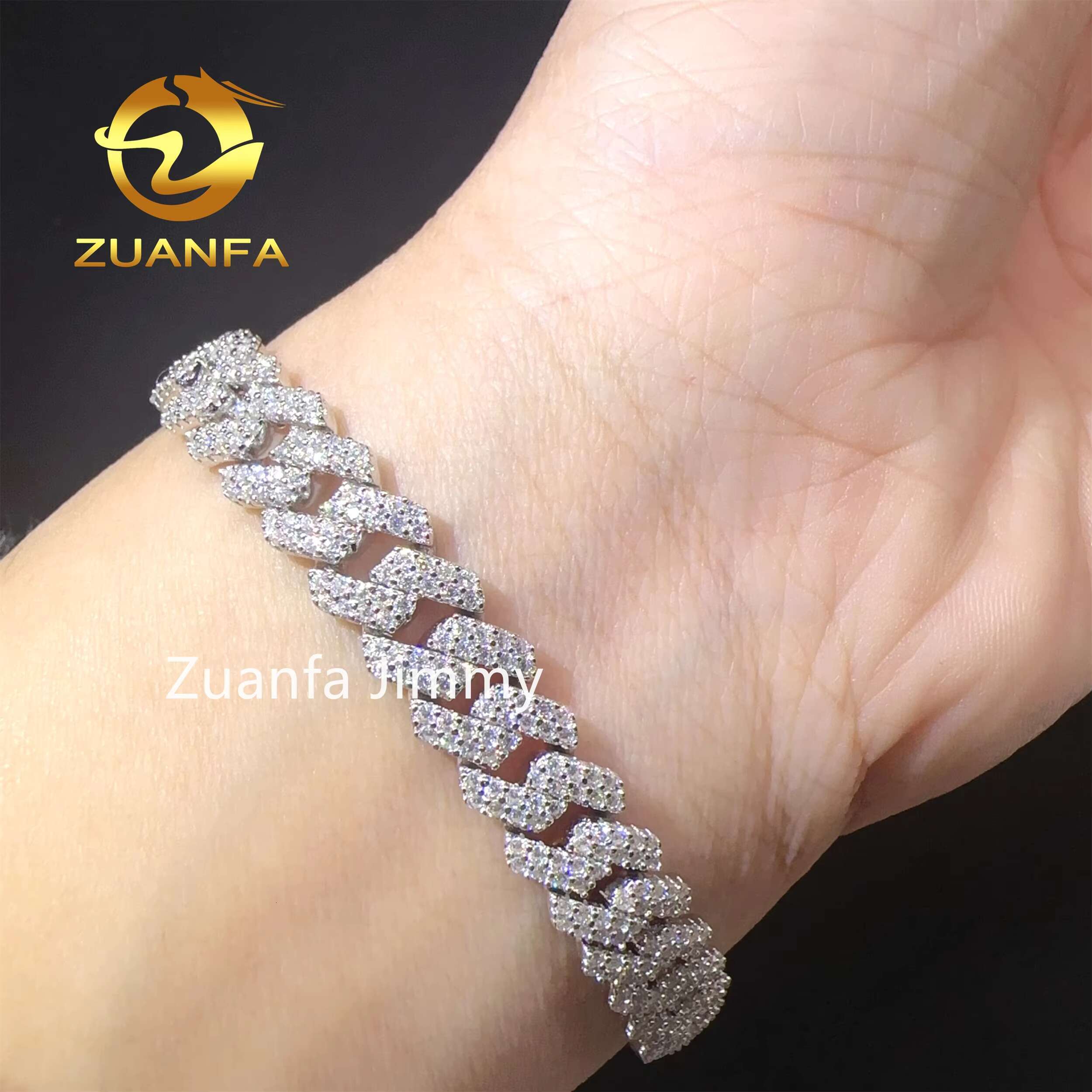 Popular Custom Name Lock 8mm Hip Hop Iced Jewelry 925 Sterling Silver Prong Setting VVS1 Moissanite Diamond Cuban Link Bracelet