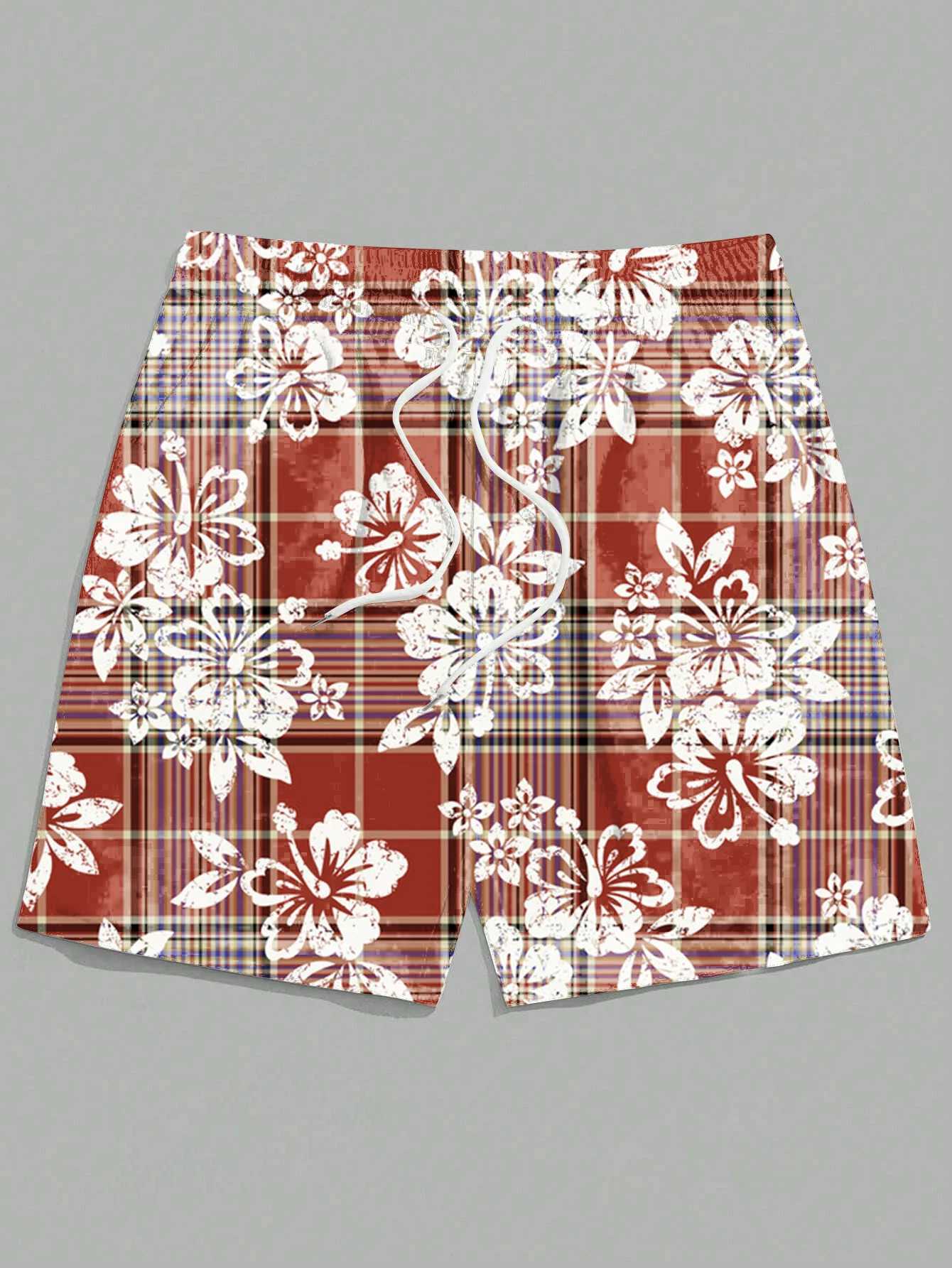 3D printed mens vacation shorts - surreal jungle printing with orchids and ferns suitable for beach and cruise wear X250410