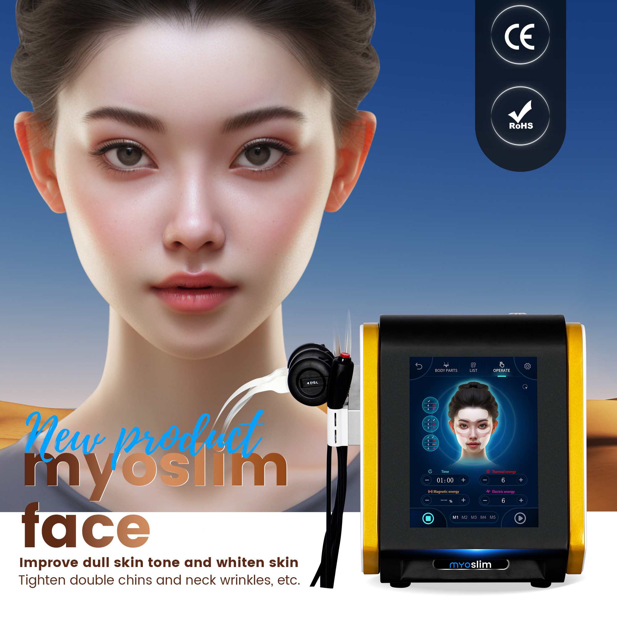 Strong Pulsed Magnetic EMS And RF Heat Energy Output Face Lifting Wrinkle Removal 5 Handles Machine