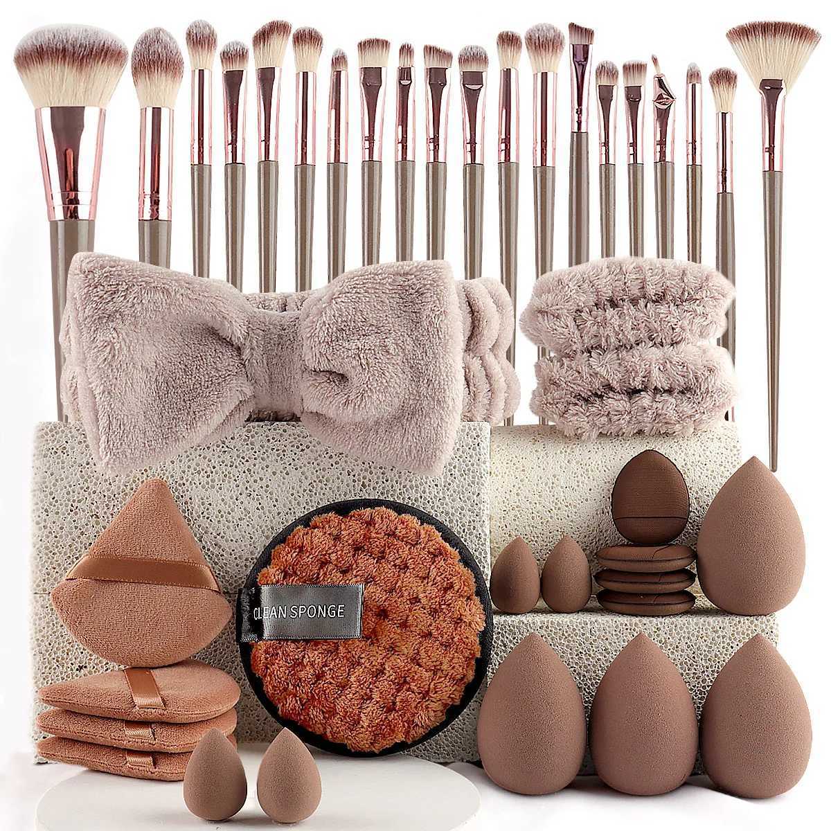 56-Piece Make up Brush Set chocolate- Full Face Cosmetics Kit Eyeshadow Blending Brushes Beauty Sponge make up brushes L251110